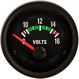 AUTO-STYLE Schwarz Performance Instrument Voltmeter 8-16 Volt 52mm