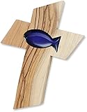 MaMeMi Wandkreuz mit blauer Fischeinlage