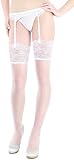 MARILYN transparente Strapsstrümpfe mit 15 cm Spitze