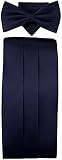 TigerTie Kummerbund Einstecktuch Fliege 100% Seide Farbe blau marine dunkelblau