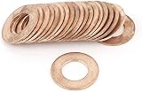 sourcing map 20 Stück Kupferdichtringe 17mm AD 9mm ID 1mm Dick Kupfer Scheibe Flach Öl…