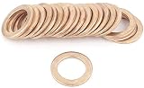 sourcing map 20 Stück Kupferdichtringe 24mm OD16 mm ID 2mm Dick Kupfer Scheibe Flach Öl…