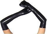 krautwear® Damen Lange Glänzende Wet Look Leder-Optik Handschuhe Abendhandschuhe ca. 53…