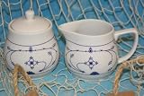 Ocean-Line *Milch-& Zuckerset* Milchkännchen & Zuckerdose Indisch Blau/Strohblume…