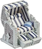 Hobbyfun Mini Strandkorb blau-Weiss 7 cm Figur Deko Urlaub Ferien Ostsee