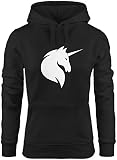 MoonWorks Hoodie Damen Einhorn Unicorn Sweatshirt Kapuze Kapuzenpullover Schwarz XL