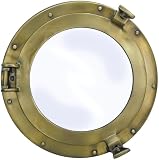Sea-Club Bullaugenspiegel Bullauge Aluminium in Antik-Messing-Optik Ø=30cm