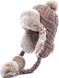 Kuyou Damen Winter Hut Ohrenschützer Trapper Warm Fellmütze