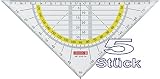 5 Stück Brunnen 1049754 Geometrie-Dreieck/Geodreieck für Schule und Büro 16 cm