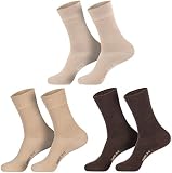 6 Paar Damen Komfort Socken Braun-Sand-Beige 39-42