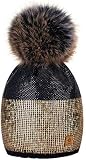 4sold Damen Wurm Winter Style Beanie Strickmütze Mütze mit Fellbommel Bommelmütze Hat…