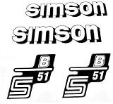 Set Aufkleber Simson S51 B weiß/schwarz für Tank und Seitendeckel