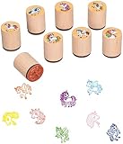 Ameisenkeks® 8 x Stempel Einhorn Stempelset 8er Set Verschiedene Motive stabil aus Holz