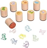 Ameisenkeks® 8 x Stempel Dinosaurier Stempelset Set Verschiedene Motive stabil aus Holz