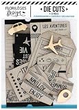 Florilèges Design - Set mit 20 Schnitten und 3 Formen aus Holz ’Ticket Voyage’ Kraftpapier