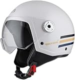 Casco ABIERTO MINIJET Modelo Vintage 3 TRIBAND White&Blue