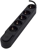 Chacon 46521 Design-Block mit Inter. 3 x 16A-1,5 m Flachstecker schwarz
