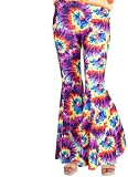 (PKT) (9907385) Adult Ladies Rainbow Tie Dye Flares