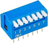Delock DIP-Kippschalter Piano 7-stellig 2,54 mm Rastermaß THT blau 10 Stück