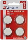 Verbatim Premium Lithium Knopfzellen CR2450 4-er Pack für OOONO 3V 580mAh