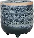 Ivyline Sapphire Reactive Glaze Pflanzgefäß mit Fuß H 7 cm T 7 cm