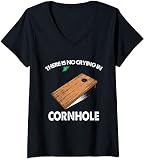 Damen Es Gibt Kein Weinen In Cornhole Sack Bean Bag Toss Spiel T-Shirt mit V-Ausschnitt