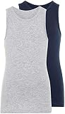name it Jungen NKMTANK TOP 2P Grey Melange NOOS Unterhemd