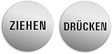 Türschilder Ziehen Drücken Ø 75 mm 2er-Set Aluminium Schilder Edelstahloptik