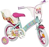 Kinderfahrrad Catcorn 12 Zoll mit Stützrädern Korb Puppensitz 3-5 Jahre