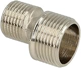 S-Anschluss 3/4" x 1/2" Länge 45 mm AG/AG Messing vernickelt Versatz 12 mm