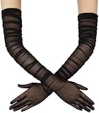Hoseirty Damen lange Tüll Hochzeit Party Handschuhe für Braut 27,5 Zoll Ellenbogen Länge…