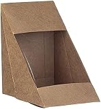 Intertan QWSTL Kraftpapier Dreieck Foodbox mit Klappfenster rPET für Sandwich