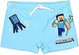 Minecraft Badehose mit elastischem Bund und Schnüren hellblau