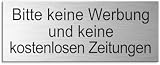 Schild Bitte Keine Werbung und Keine kostenlosen Zeitungen 66x25 mm Briefkastenschild…