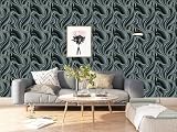 BUVU Vinyltapete 0.53x10m waschbare Tapete mit schwarzem Wellenmotiv