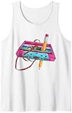 90er 80er Retro Kassette Outfits Tank Top Schwarz