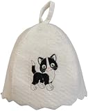 Kinder Saunahut Stickerei Katze