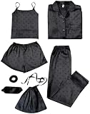 Jamron Mädchen 7PCS Satin Pyjama Set Frühling Sommer Herbst Tops & Kurze Hose…
