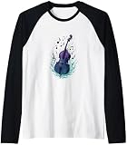 Kontrabass mit Noten Rockabilly Jazz Orchester Kontrabassist Raglan
