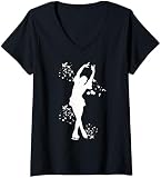 Damen Eiskunstlauf Eiskunstlauf Bunte Mädchen Eislaufen T-Shirt mit V-Ausschnitt