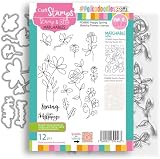 Polkadoodles Happy Spring Sketchy Flower "Matchables" transparente Photopolymer-Stempel