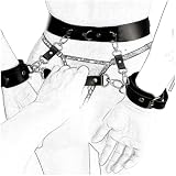 VKFOFEG Harness Damen Leder mit Handgelenksmanschetten