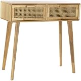 Konsolentisch für den Eingangsbereich mit 2 Schubladen aus Holz und Rattan