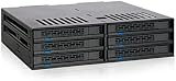 ICY DOCK 6X 2,5" SATA/SAS HDD/SSD Wechselrahmen mit schraubenlosen Trays in 5,25" Schacht