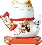 Jade Temple Porzellan Winkekatze Maneki Neko Solar weiß