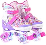 SULIFEEL Rainbow Unicorn Verstellbare Rollschuhe für Kinder mit Leuchtenden Rädern für…