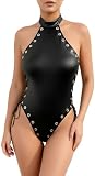FULLJOYLOVE Latex Dessous für Damen Body mit seitlicher Schnürung und Rückenkorsett Sexy…