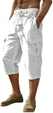 PADOLA Kurze Hosen Herren 3/4 Leinenhose mit 4 Tachen Sommer Baggy Cargo Shorts…